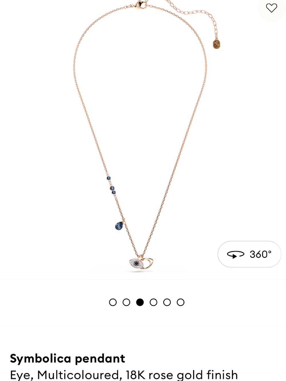 Swarovski Rose Gold Eye Pendant Necklace with Blue and White Stones